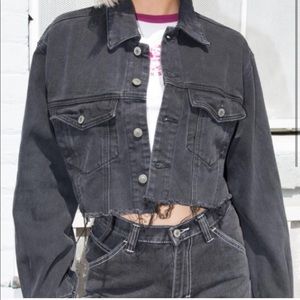 Black cropped Brandy Melville Jean jacket